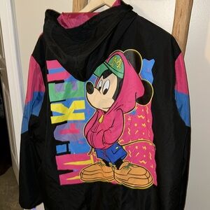 RARE Mickey 90s Style Colorblock Hooded Windbreaker Jacket